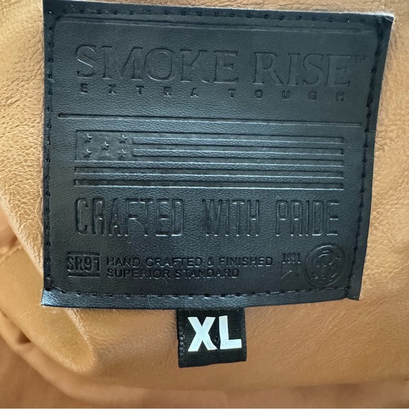 Smoke Rise Brown Faux Leather PU Zipper Buckle Accents Biker Jacket Size XL - Picture 12 of 13